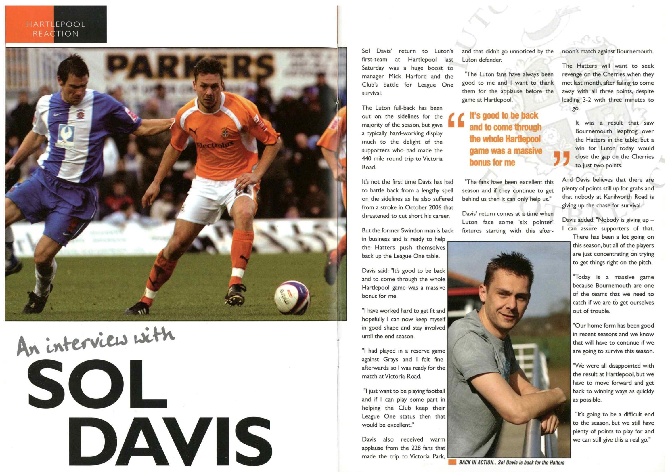 Sol Davis | Hatters Heritage | A History of Luton Town FC