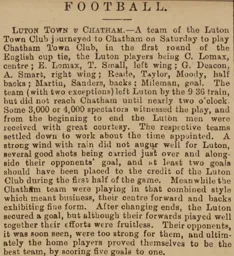 Match Report: Chatham vs Luton Town FC (15th Oct 1887)