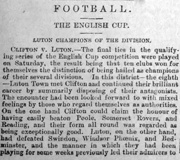 Match Report: Clifton vs Luton Town FC (5th Dec 1891)