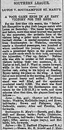 Match Report: Luton Town FC vs Southampton St. Mary's (27th Oct 1894)