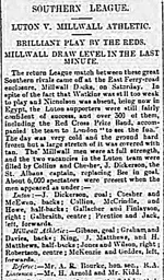 Match Report: Millwall Athletic vs Luton Town FC (12th Jan 1895)