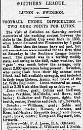 Match Report: Luton Town FC vs Swindon Town (9th Mar 1895)