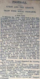 Match Report: Royal Ordnance Factories vs Luton Town FC (21st Dec 1895)