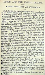 Match Report: Woolwich Arsenal vs Luton Town FC (3rd Oct 1896)