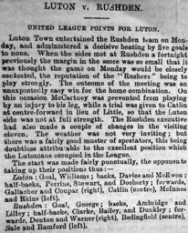 Match Report: Luton Town FC vs Rushden (6th Dec 1897)