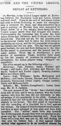 Match Report: Kettering Town vs Luton Town FC (13th Dec 1897)