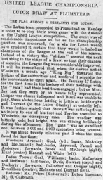 Match Report: Woolwich Arsenal vs Luton Town FC (21st Feb 1898)