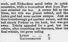 Match Report: Gainsborough Trinity vs Luton Town FC (1 Oct 1898)