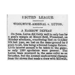 Match Report: Woolwich Arsenal vs Luton Town FC (10th Oct 1898)
