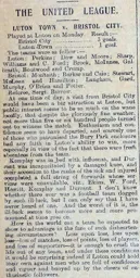 Match Report: Luton Town FC vs Bristol City (27th Feb 1899)