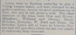 Match Report: Reading vs Luton Town FC (19th Apr 1899)