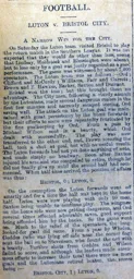 Match Report: Bristol City vs Luton Town FC (29th Dec 1900)