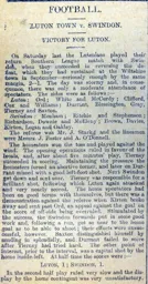 Match Report: Luton Town FC vs Swindon Town (26th Jan 1901)