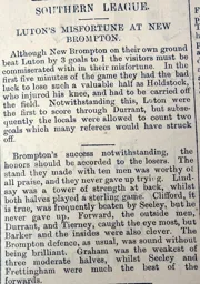 Match Report: New Brompton vs Luton Town FC (23rd Feb 1901)