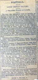 Match Report: Reading vs Luton Town FC (9th Mar 1901)