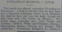 Match Report: Tottenham Hotspur vs Luton Town FC (25th Apr 1901)