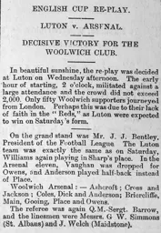 Match Report: Luton Town FC vs Woolwich Arsenal (18th Dec 1901)