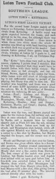 Match Report: Luton Town FC vs Kettering Town (27th Sep 1902)