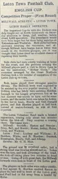 Match Report: Millwall vs Luton Town FC (7th Feb 1903)