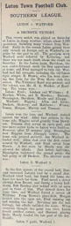 Match Report: Luton Town FC vs Watford (7th Mar 1903)