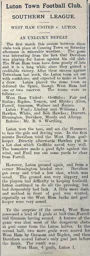 Match Report: West Ham United vs Luton Town FC (28th Mar 1903)