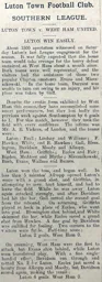 Match Report: Luton Town FC vs West Ham United (18th Apr 1903)