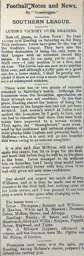 Match Report: Luton Town FC vs Reading (10th Oct 1903)
