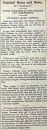 Match Report: Fulham vs Luton Town FC (28th Nov 1903)