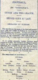 Match Report: Fulham vs Luton Town FC (9th Jan 1904)