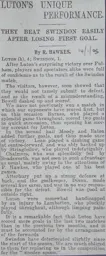 Match Report: Luton Town FC vs Swindon Town (14th Jan 1905)