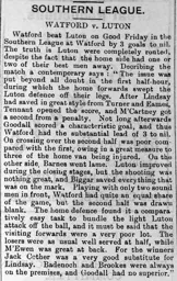 Match Report: Watford vs Luton Town FC (21st Apr 1905)