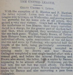 Match Report: Grays United vs Luton Town FC (13th Sep 1905)