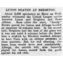Match Report: Brighton & Hove Albion vs Luton Town FC (27th Sep 1905)