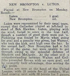 Match Report: New Brompton vs Luton Town FC (27th Nov 1905)