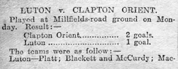 Match Report: Clapton Orient vs Luton Town FC (19th Mar 1906)