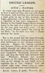 Match Report: Luton Town FC vs Watford (10th Sep 1906)