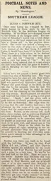 Match Report: Luton Town FC vs Norwich City (13th Oct 1906)