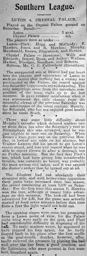 Match Report: Crystal Palace vs Luton Town FC (27th Oct 1906)