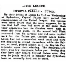 Match Report: Crystal Palace vs Luton Town FC (13th Feb 1907)