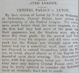 Match Report: Crystal Palace vs Luton Town FC (13th Feb 1907)