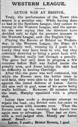 Match Report: Bristol Rovers vs Luton Town FC (9th Oct 1907)