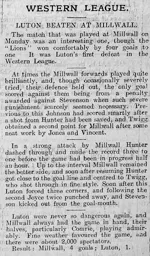 Match Report: Millwall Athletic vs Luton Town FC (21st Oct 1907)