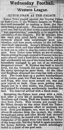 Match Report: Crystal Palace vs Luton Town FC (6th Nov 1907)