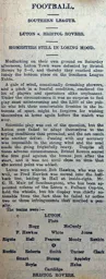 Match Report: Luton Town FC vs Bristol Rovers (14th Dec 1907)