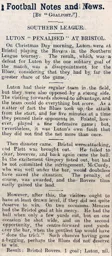 Match Report: Bristol Rovers vs Luton Town FC (25th Dec 1908)