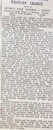 Match Report: Queens Park Rangers vs Luton Town FC (21st Feb 1909)