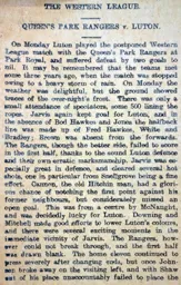 Match Report: Queens Park Rangers vs Luton Town FC (21st Feb 1909)