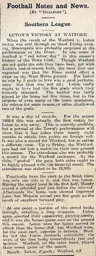 Match Report: Watford vs Luton Town FC (9th Apr 1909)