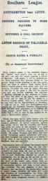 Match Report: Southampton vs Luton Town FC (2nd Oct 1909)
