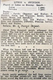 Match Report: Luton Town FC vs Swindon Town (4th Oct 1909)